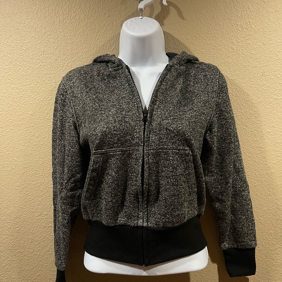 Galaxy By Harvic Tops - Galaxy By Harvic Women's Black and Gray Hoodie